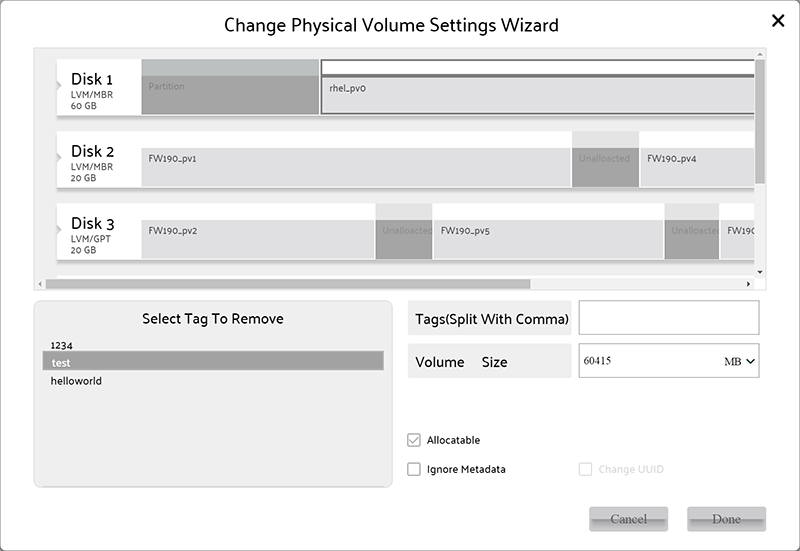 Change setting of Physical Volume wizard
