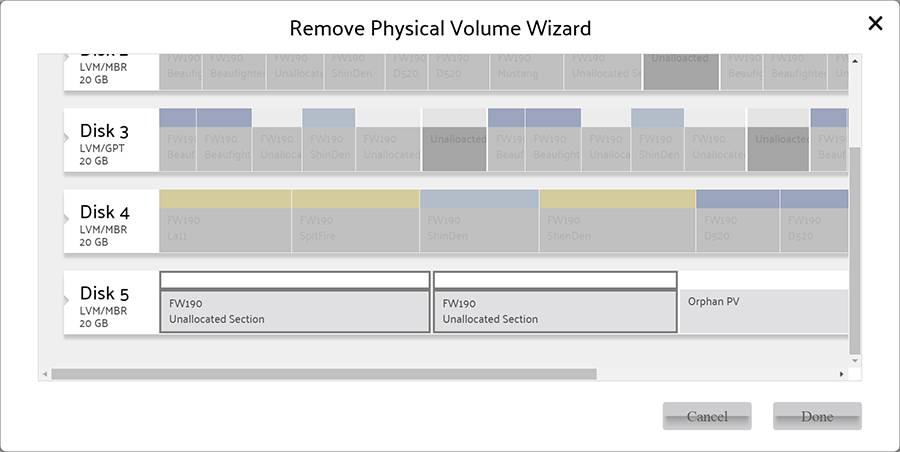 Remove Volume Group wizard

